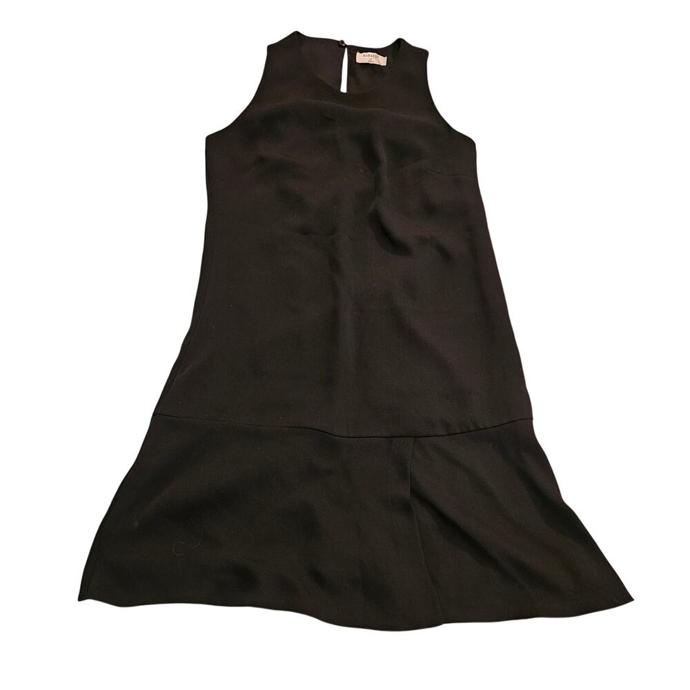 Babaton Aritzia Black Sleeveless Drop Waist Flounce Hem Mini Dress Size 0